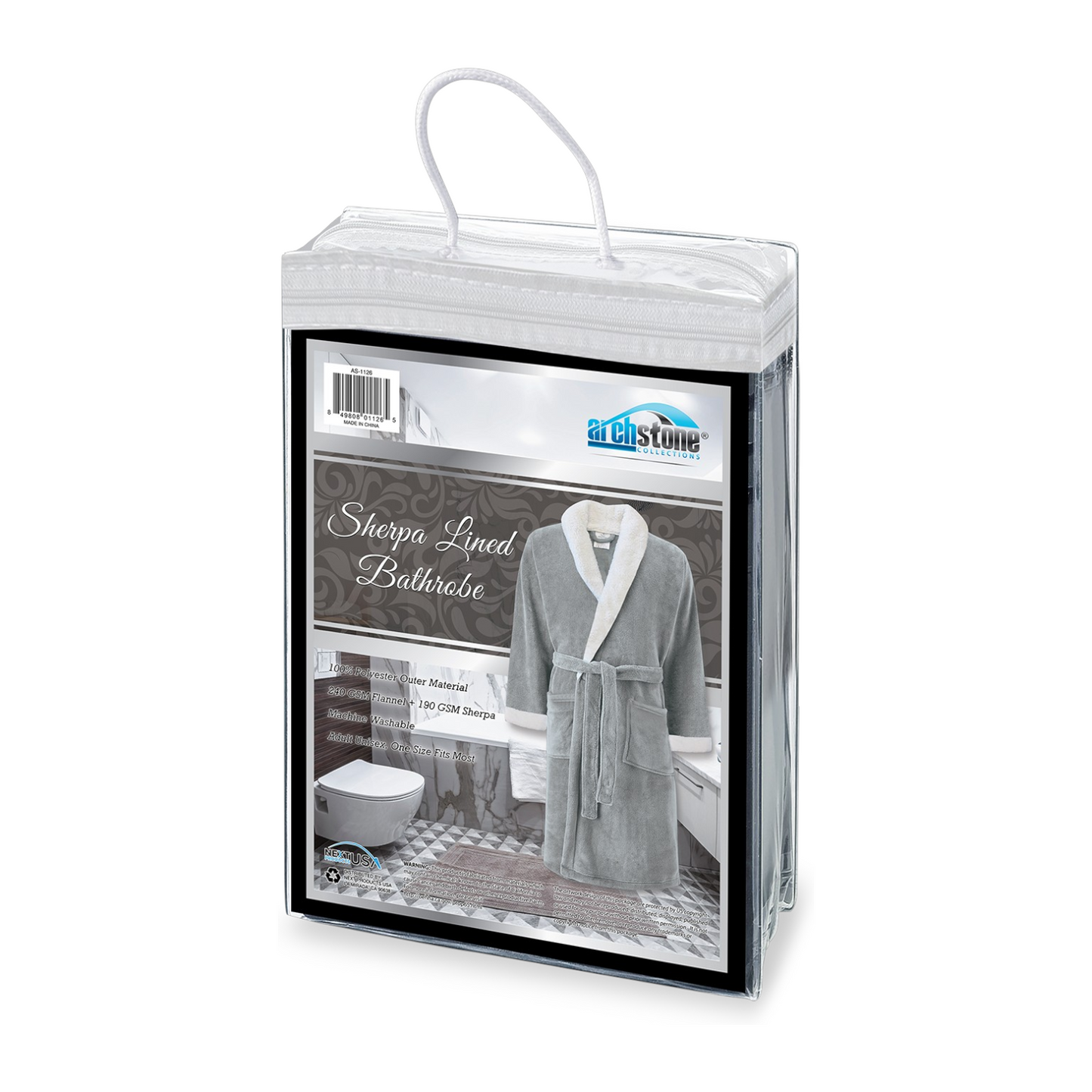 Archstone Sherpa Lined Bathrobe - Unisex, One Size Fits Most