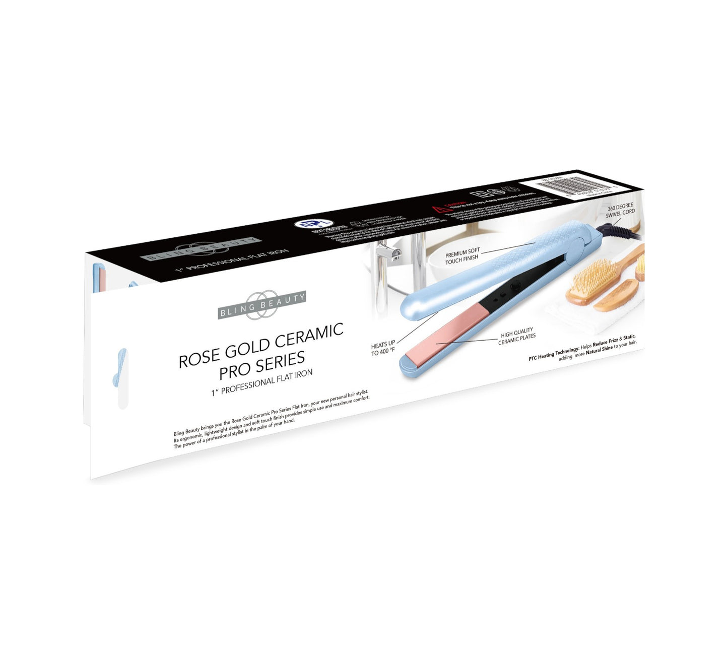 Bling Beauty Professional Flat Iron - Pro Series, Blue