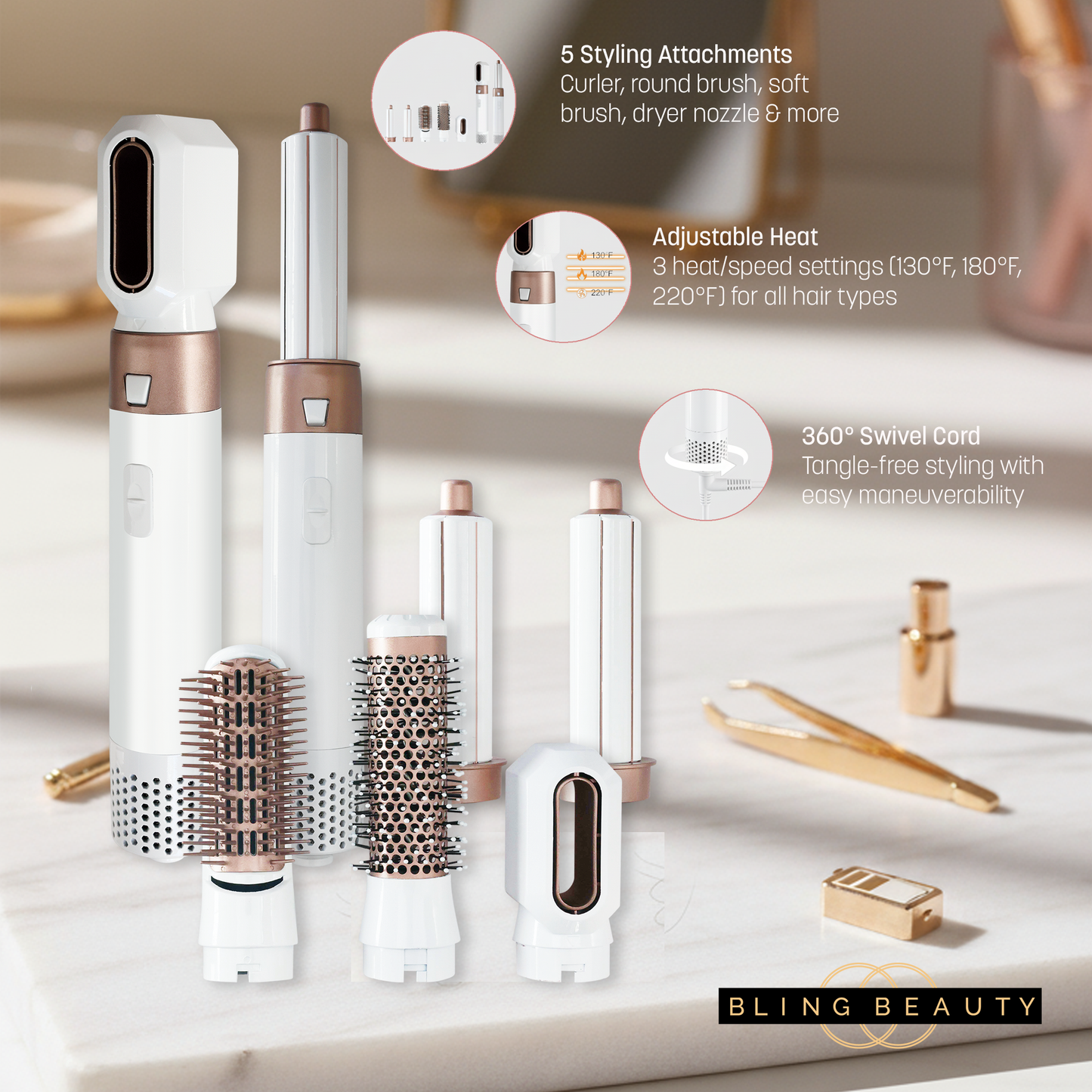 Bling Beauty Multi-Function Blow Out Wand - Black White