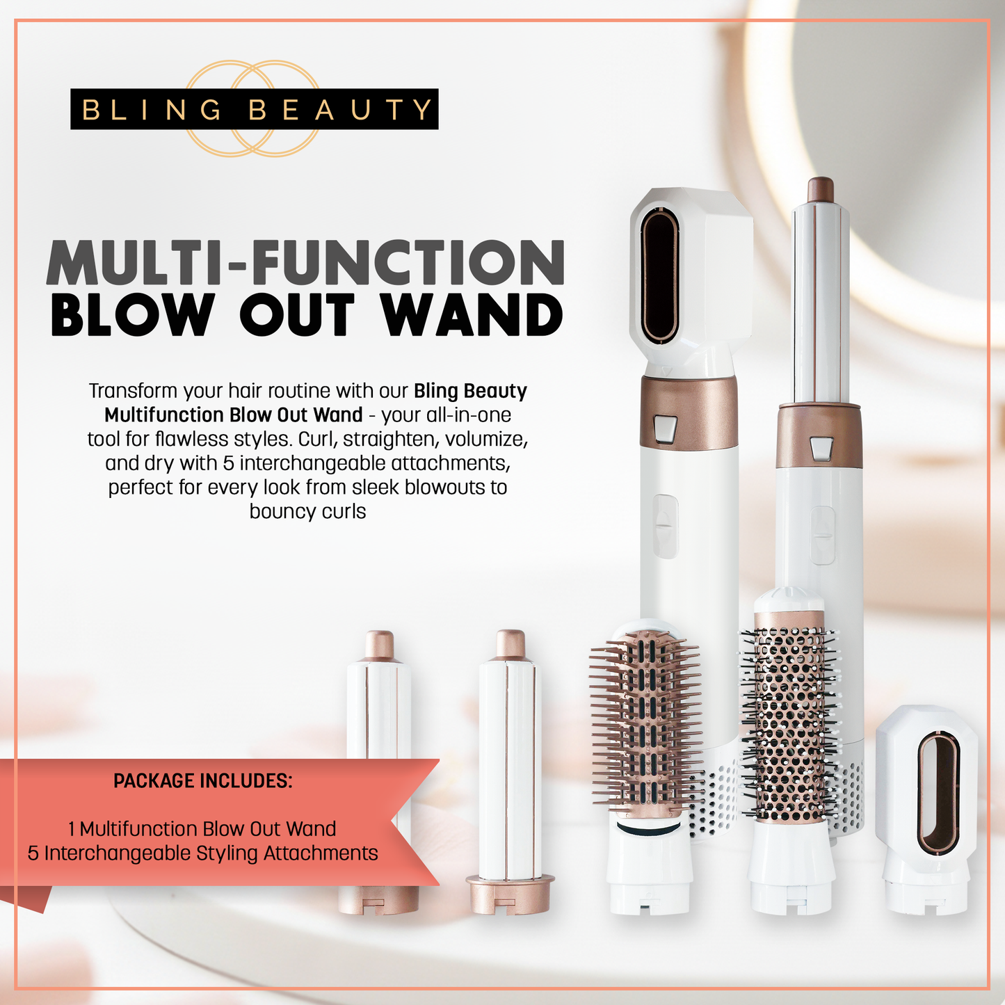 Bling Beauty Multi-Function Blow Out Wand - Black White