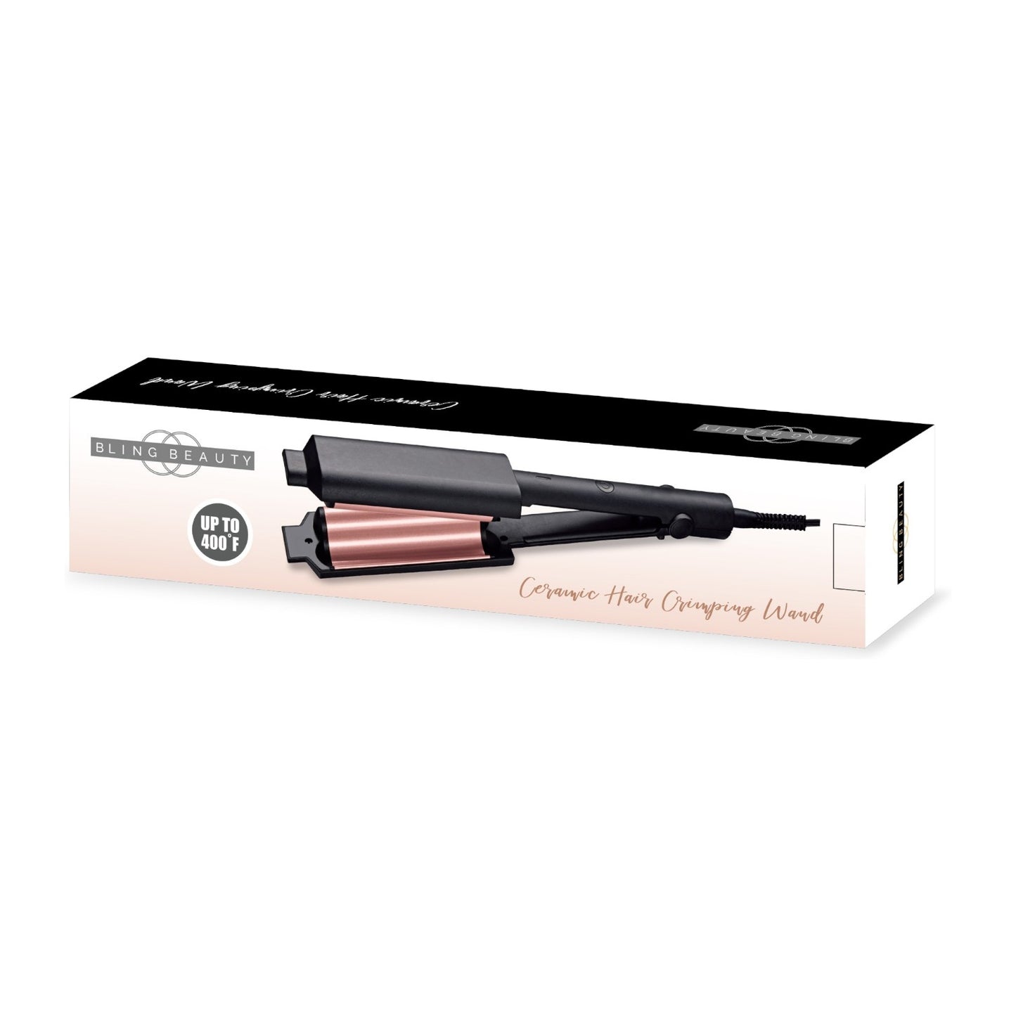 Bling Beauty Ceramic Hair Crimping Wand - Black White