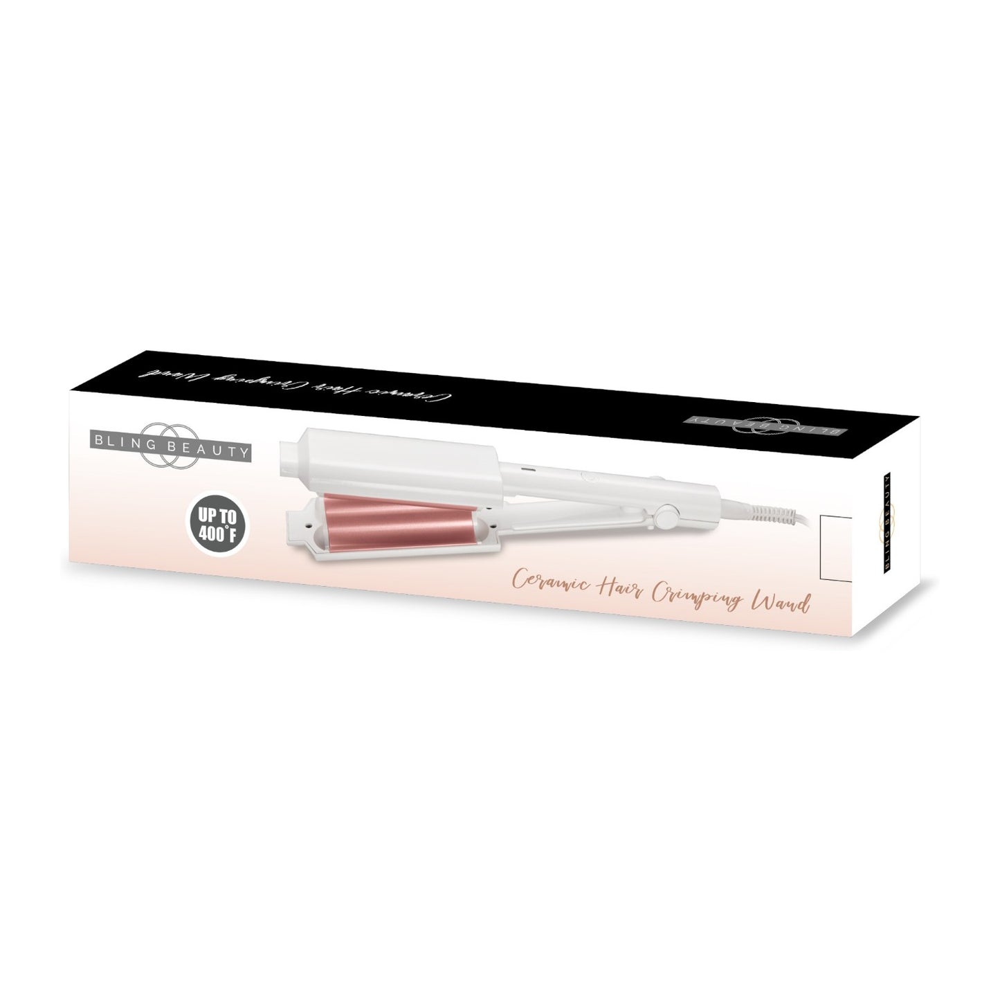 Bling Beauty Ceramic Hair Crimping Wand - Black White