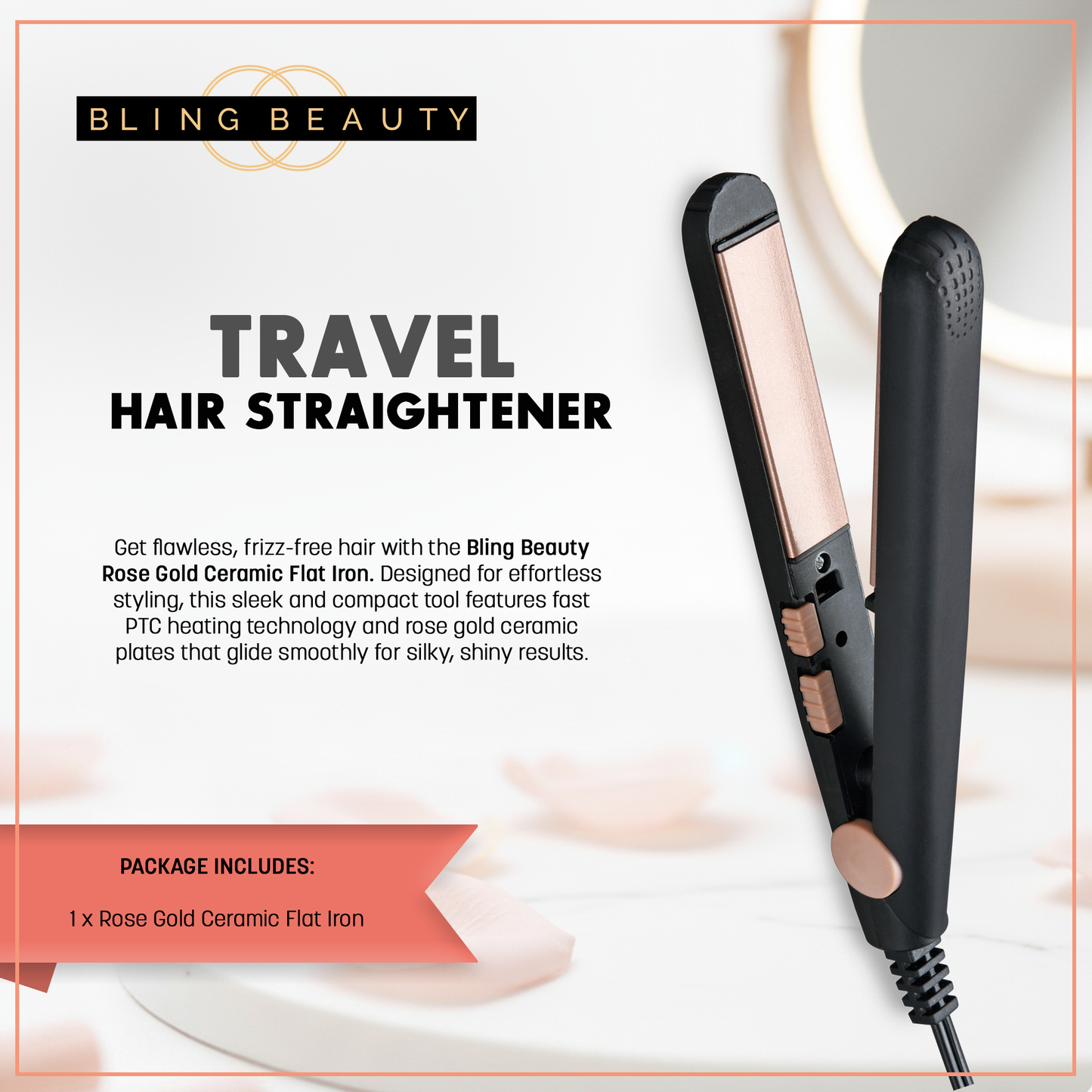 Bling Beauty Ceramic Travel Hair Straightener