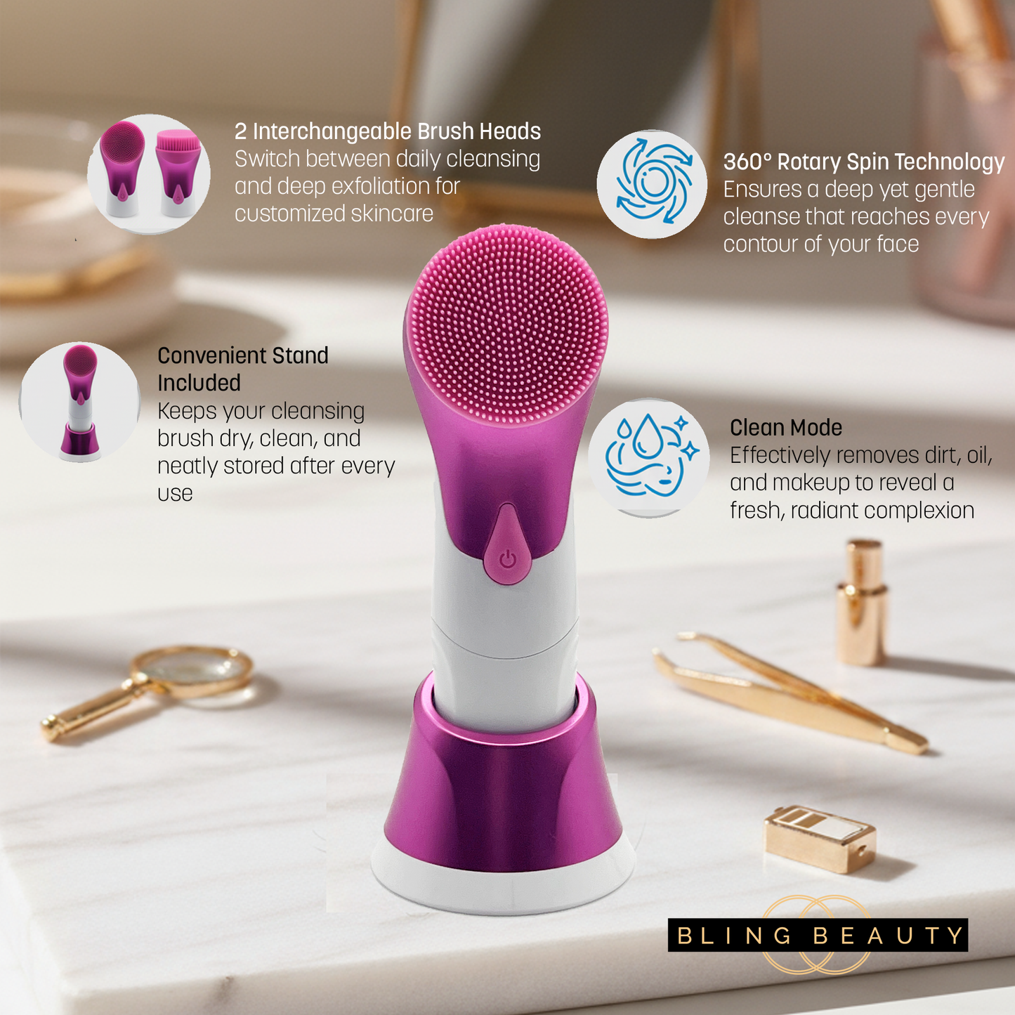 Bling Beauty Electric Facial Cleansing Brush