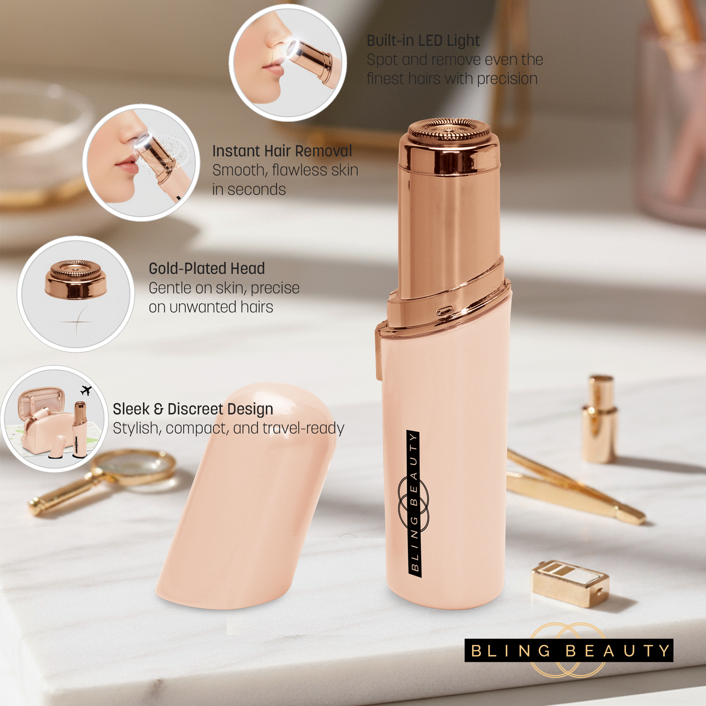 Bling Beauty Facial Hair Epilator - Fine Hair Remover