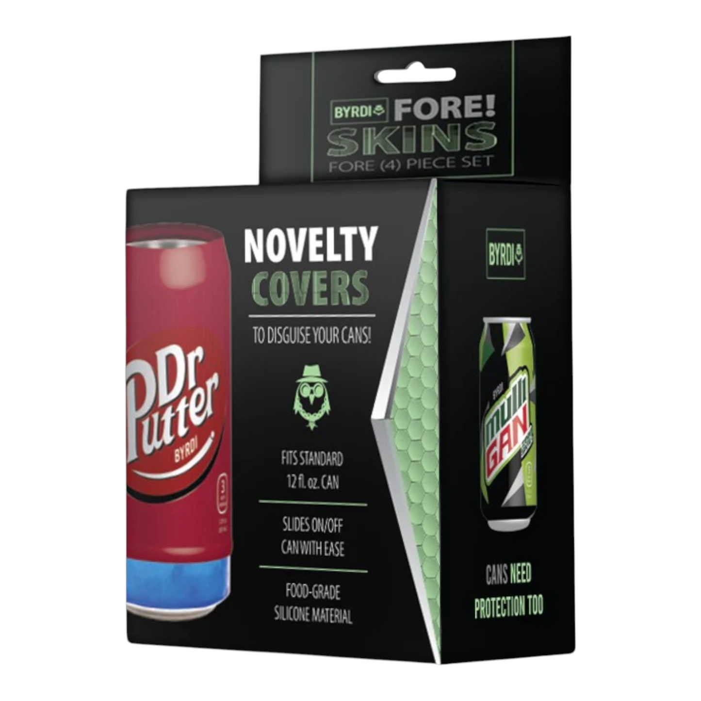 Byrdi 4-Piece Fore! Skins - Beverage Can Covers, Silicone Sleeves