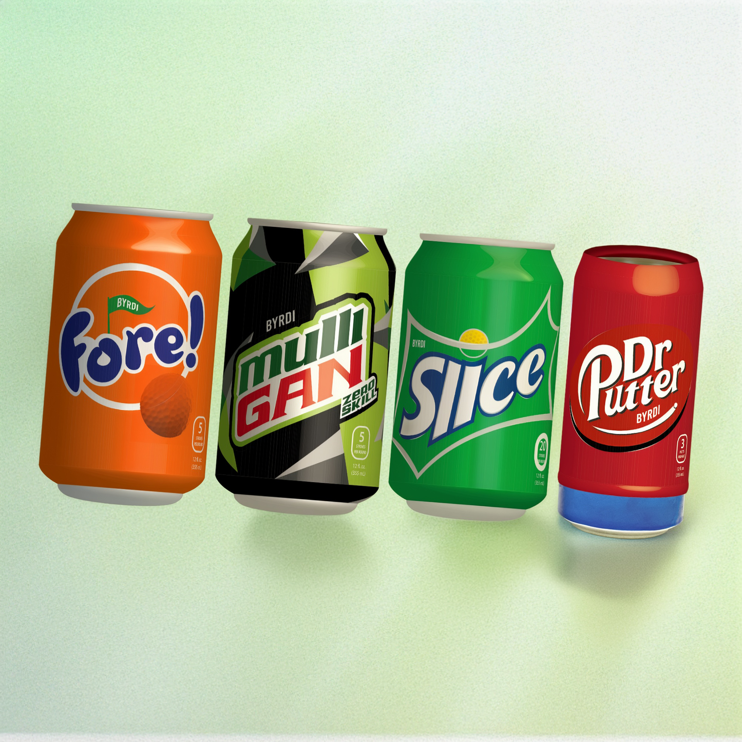 Byrdi 4-Piece Fore! Skins - Beverage Can Covers, Silicone Sleeves