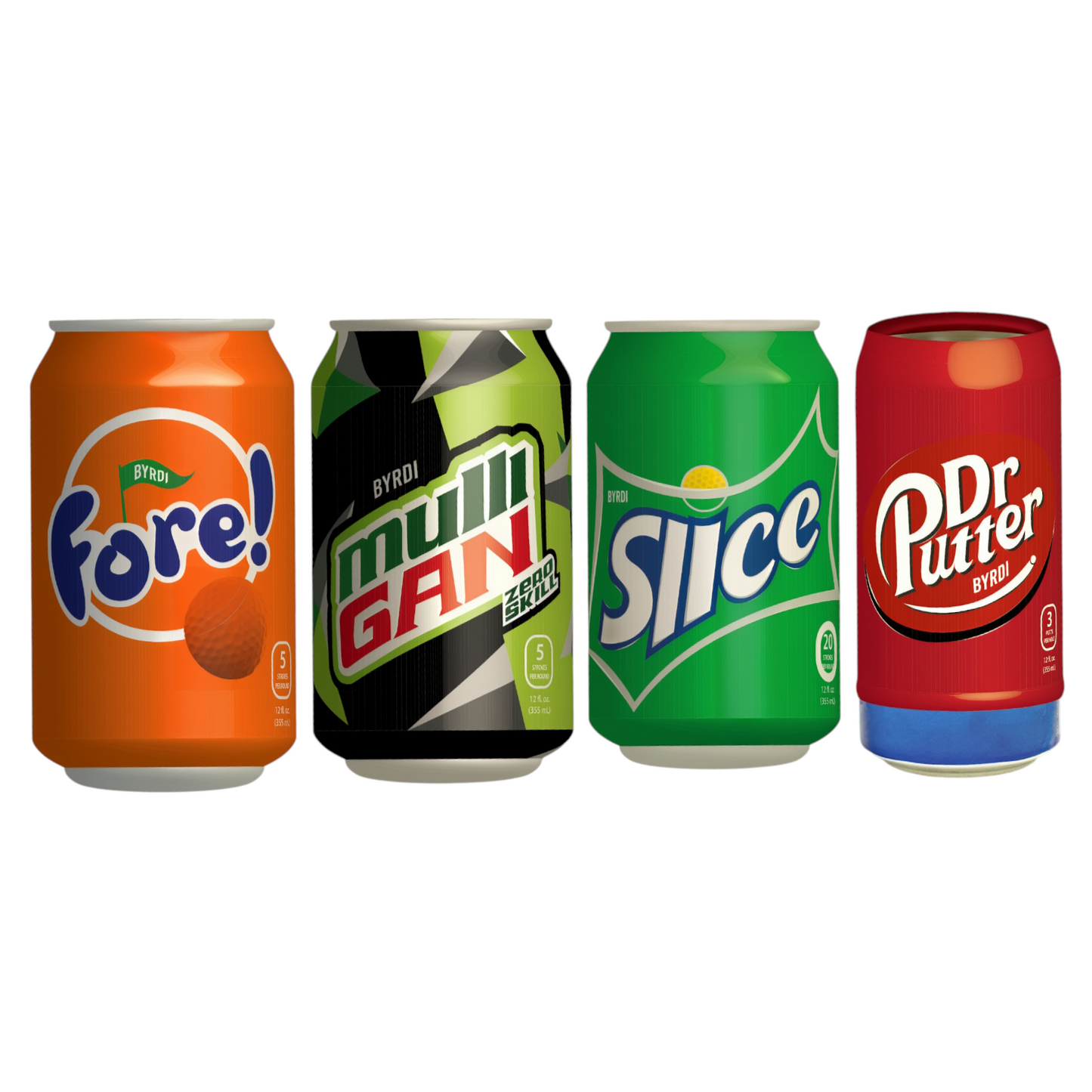 Byrdi 4-Piece Fore! Skins - Beverage Can Covers, Silicone Sleeves