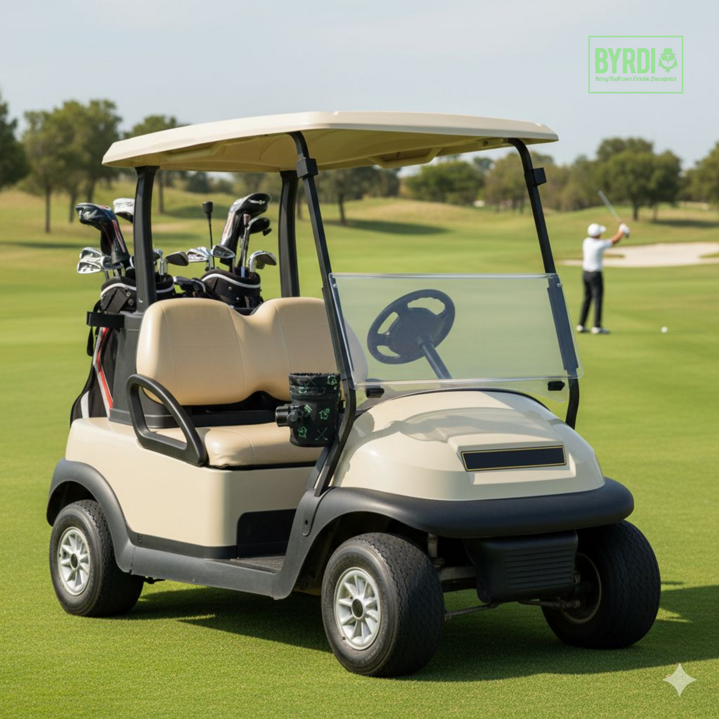 Byrdi Buddy Gold Cart Mount with 360° Rotating Clip