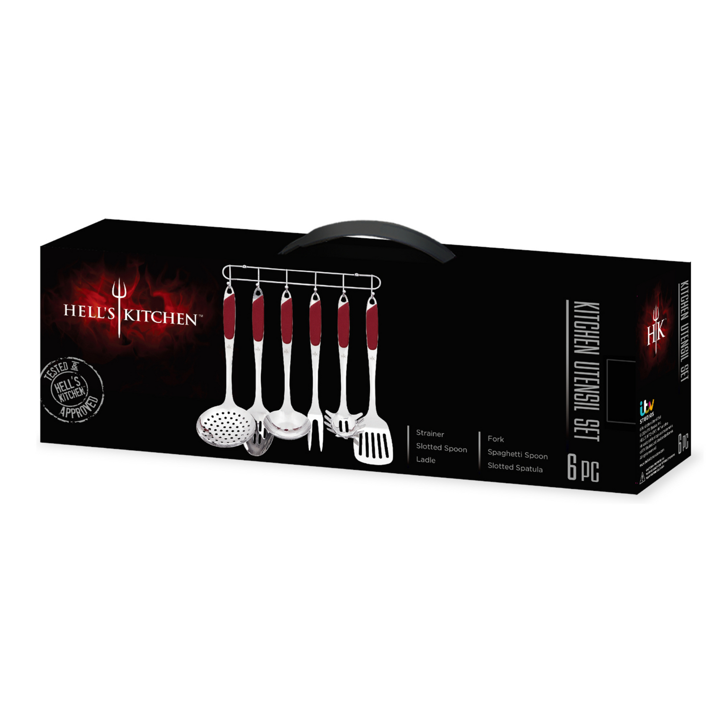 Hell's Kitchen 6-Piece Stainless Kitchen Utensil Set - Red