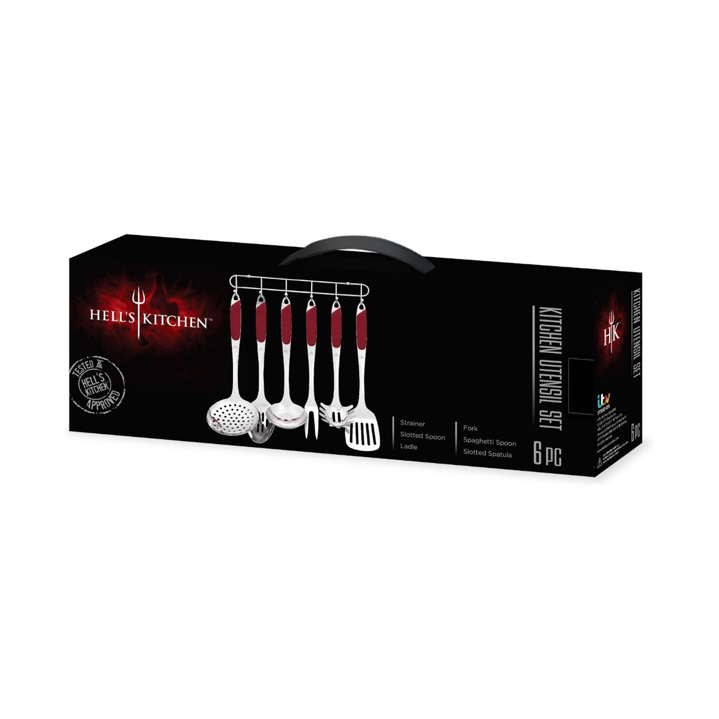Hell's Kitchen 6-Piece Stainless Kitchen Utensil Set - Red