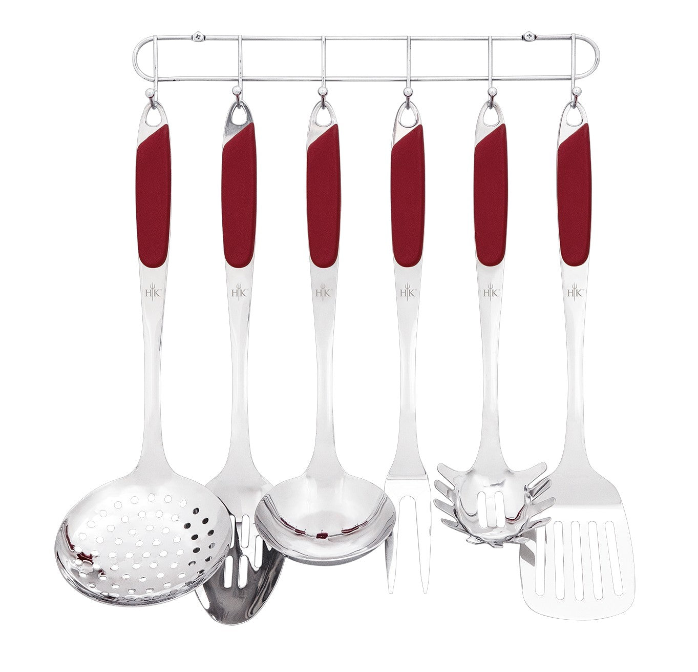 Hell's Kitchen 6-Piece Stainless Kitchen Utensil Set - Red