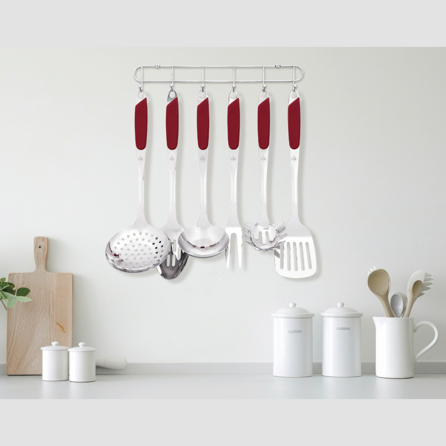 Hell's Kitchen 6-Piece Stainless Kitchen Utensil Set - Red
