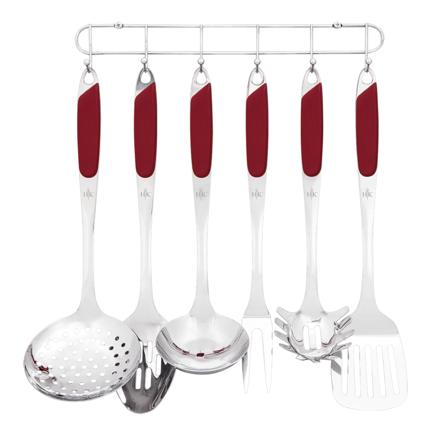 Hell's Kitchen 6-Piece Stainless Kitchen Utensil Set - Red
