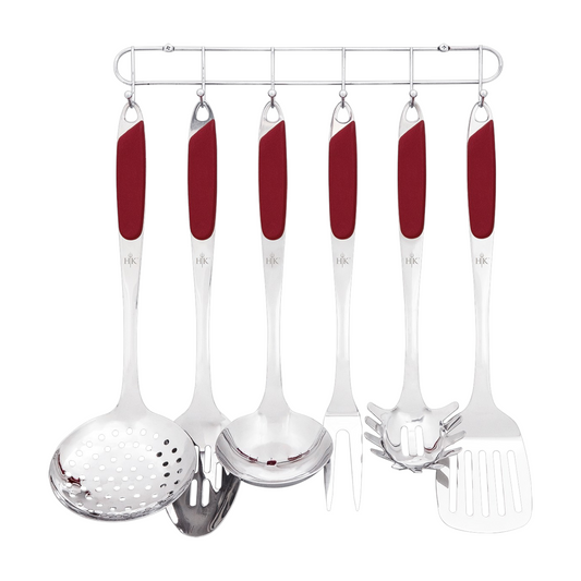 Hell's Kitchen 6-Piece Stainless Kitchen Utensil Set - Red