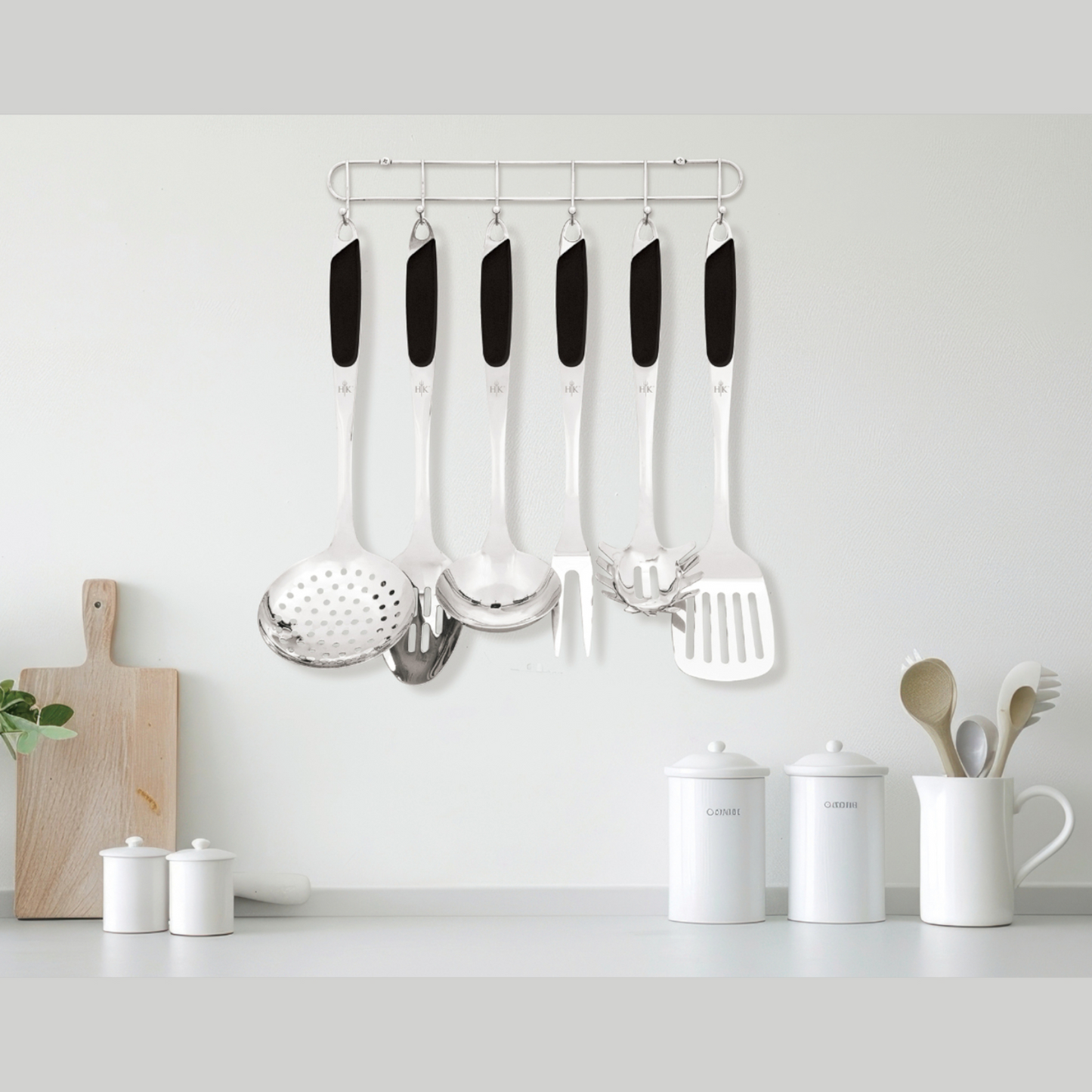 Hell's Kitchen 6-Piece Stainless Kitchen Utensil Set - Black