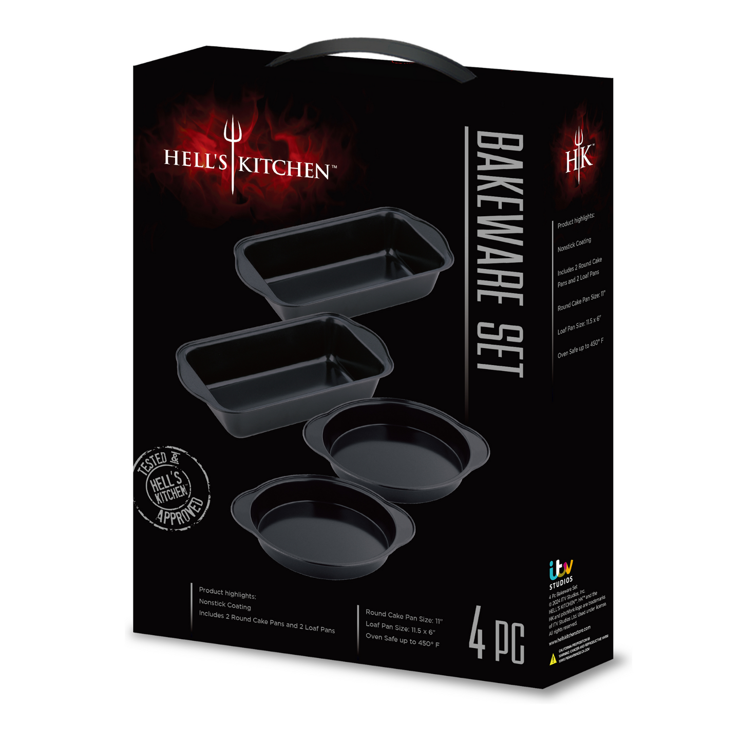 Hell's Kitchen 4-Piece Bakeware Set - Black