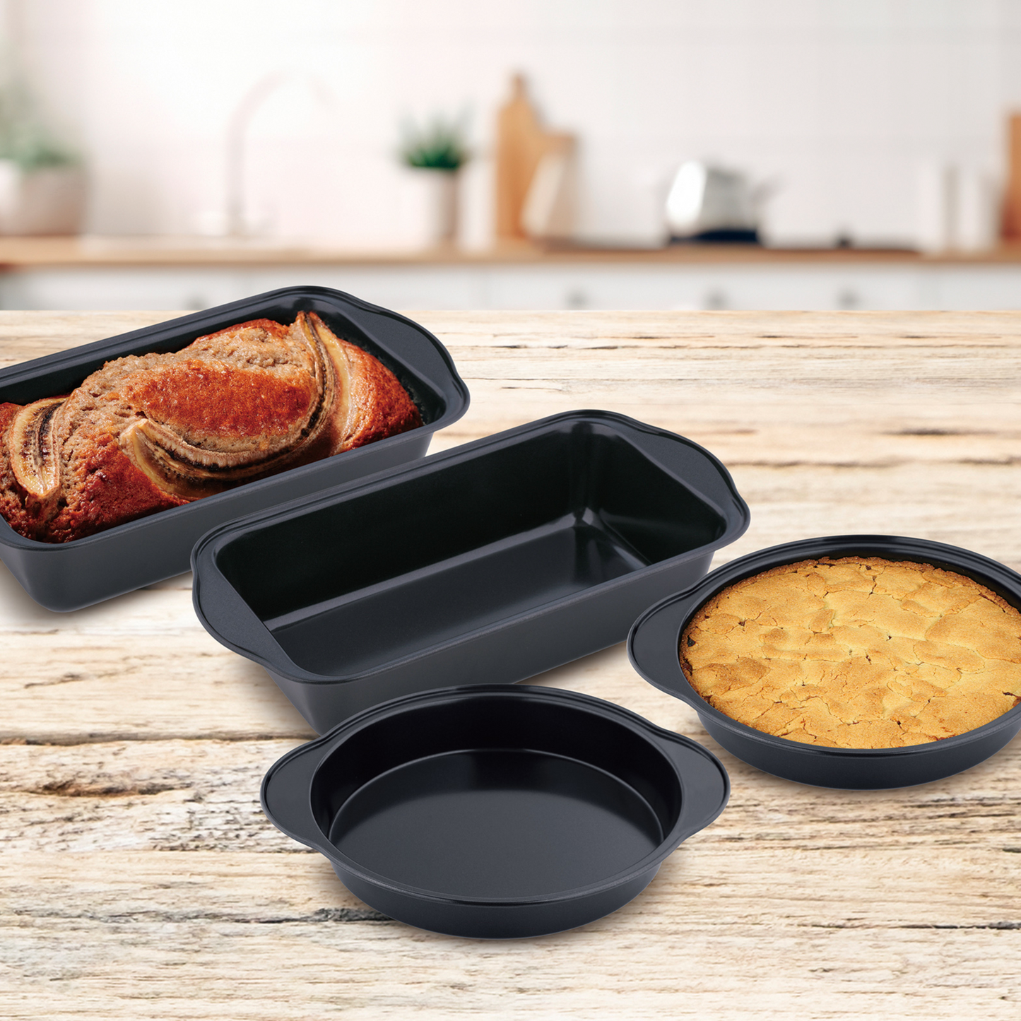 Hell's Kitchen 4-Piece Bakeware Set - Black
