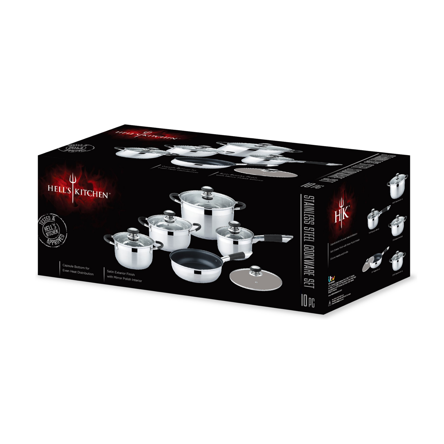Hell's Kitchen 10-Piece Cookware Set - Black