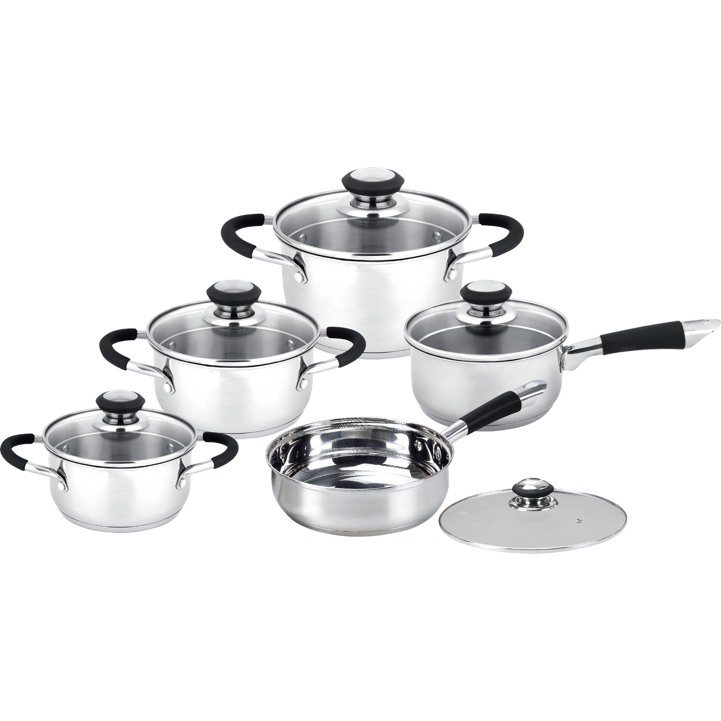 Hell's Kitchen 10-Piece Stainless Steel Cookware Set - Black