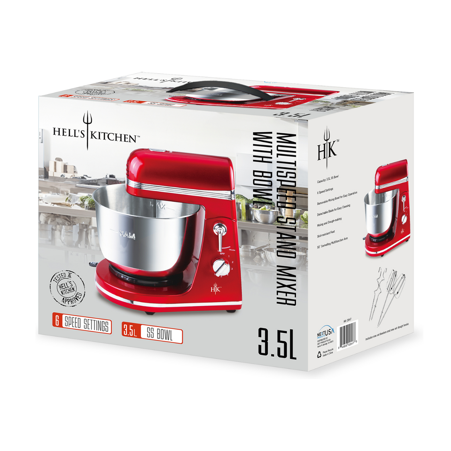 Hell's Kitchen 3.5L Stainless Steel Stand Mixer with Bowl