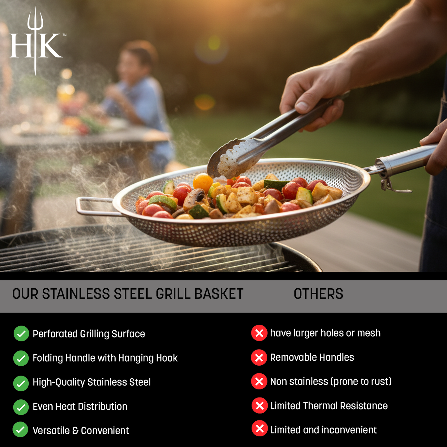 Hell's Kitchen Stainless Steel Grill Basket