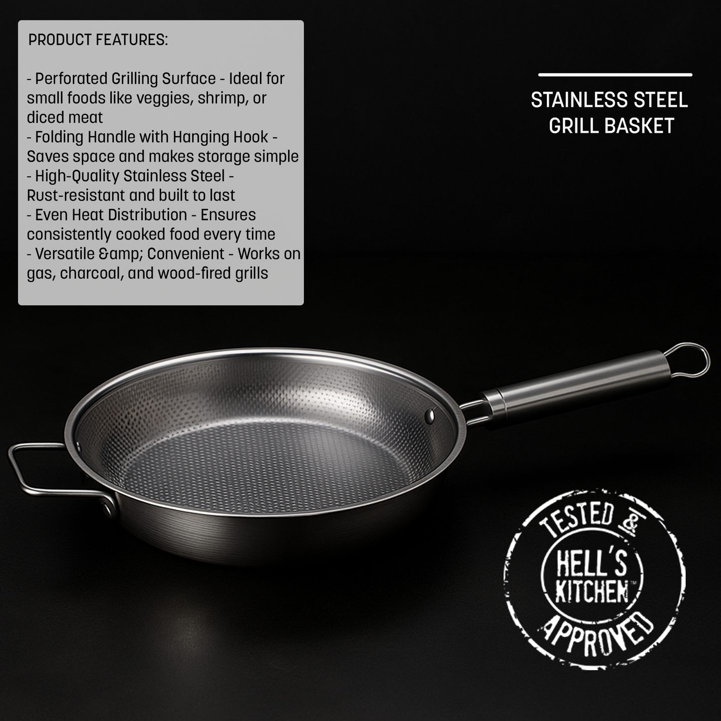 Hell's Kitchen Stainless Steel Grill Basket