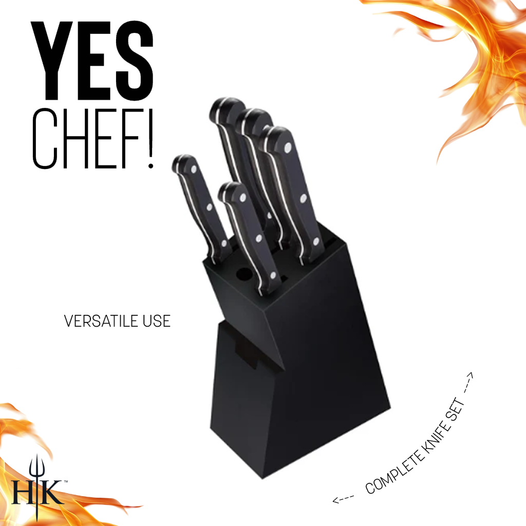 Hell's Kitchen 5-Piece Knife Set with Block