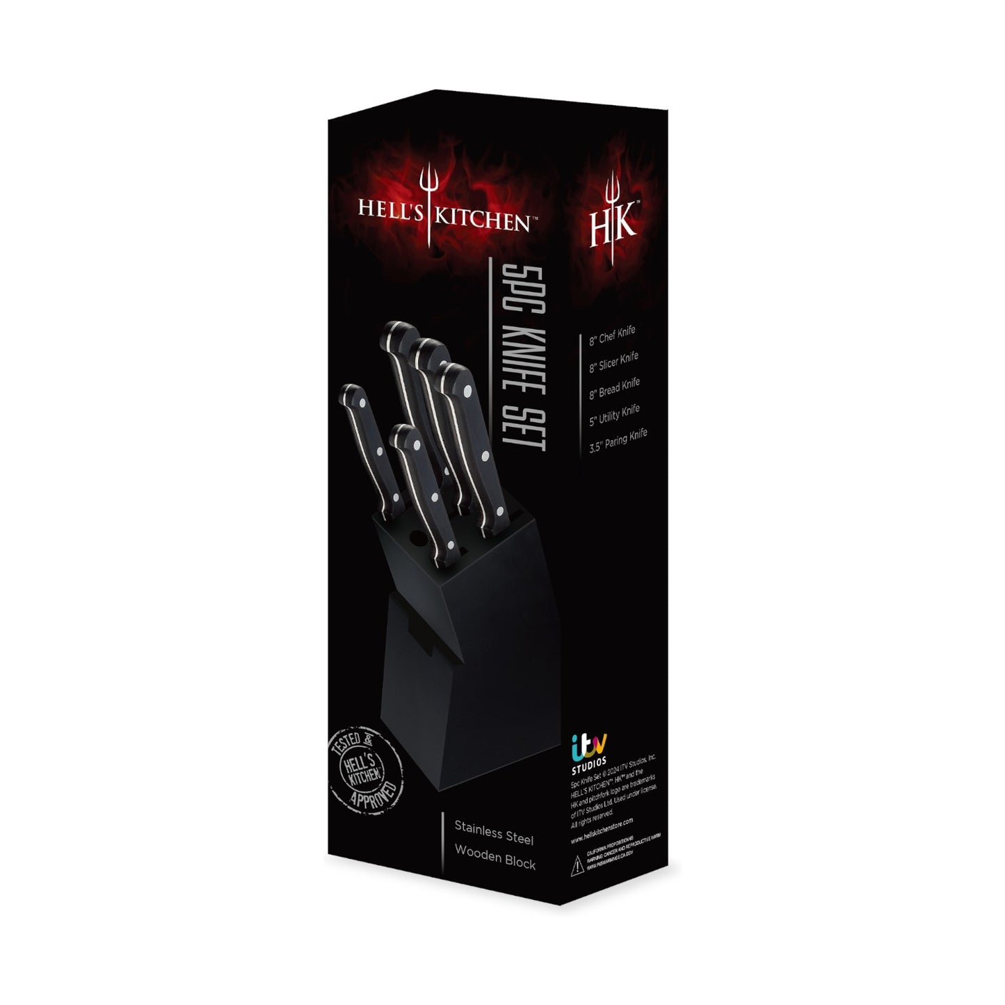 Hell's Kitchen 5-Piece Knife Set with Block
