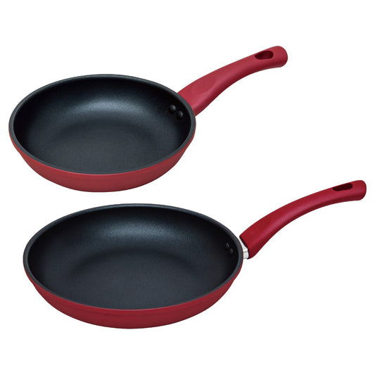 Hell's Kitchen 10-Inch & 12-Inch Ceramic Fry Pan Set - Red