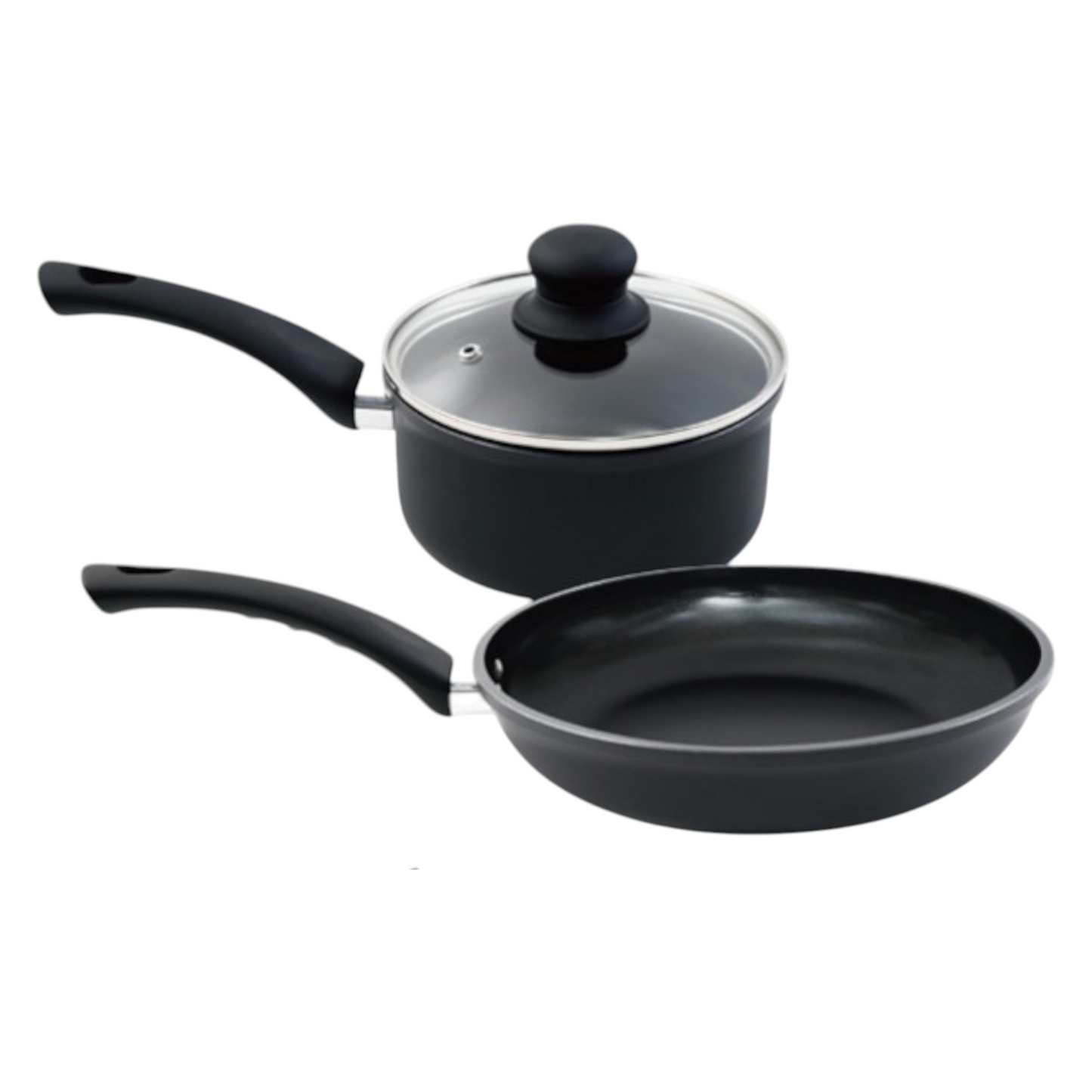 Hell’s Kitchen 1.5-Quart Saucepan and 10-Inch Skillet Set - Black