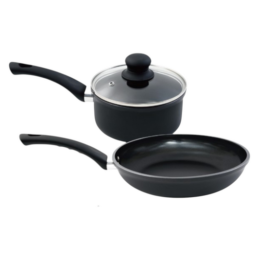 Hell’s Kitchen 1.5-Quart Saucepan and 10-Inch Skillet Set - Black