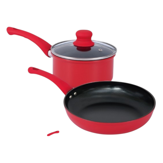 Hell’s Kitchen 1.5-Quart Saucepan and 10-Inch Skillet Set - Red