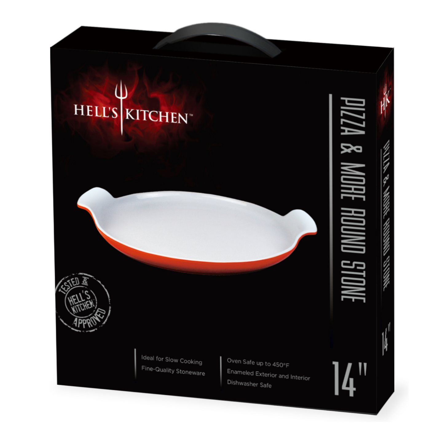 Hell's Kitchen 14-Inch Round Pizza Stone - Orange