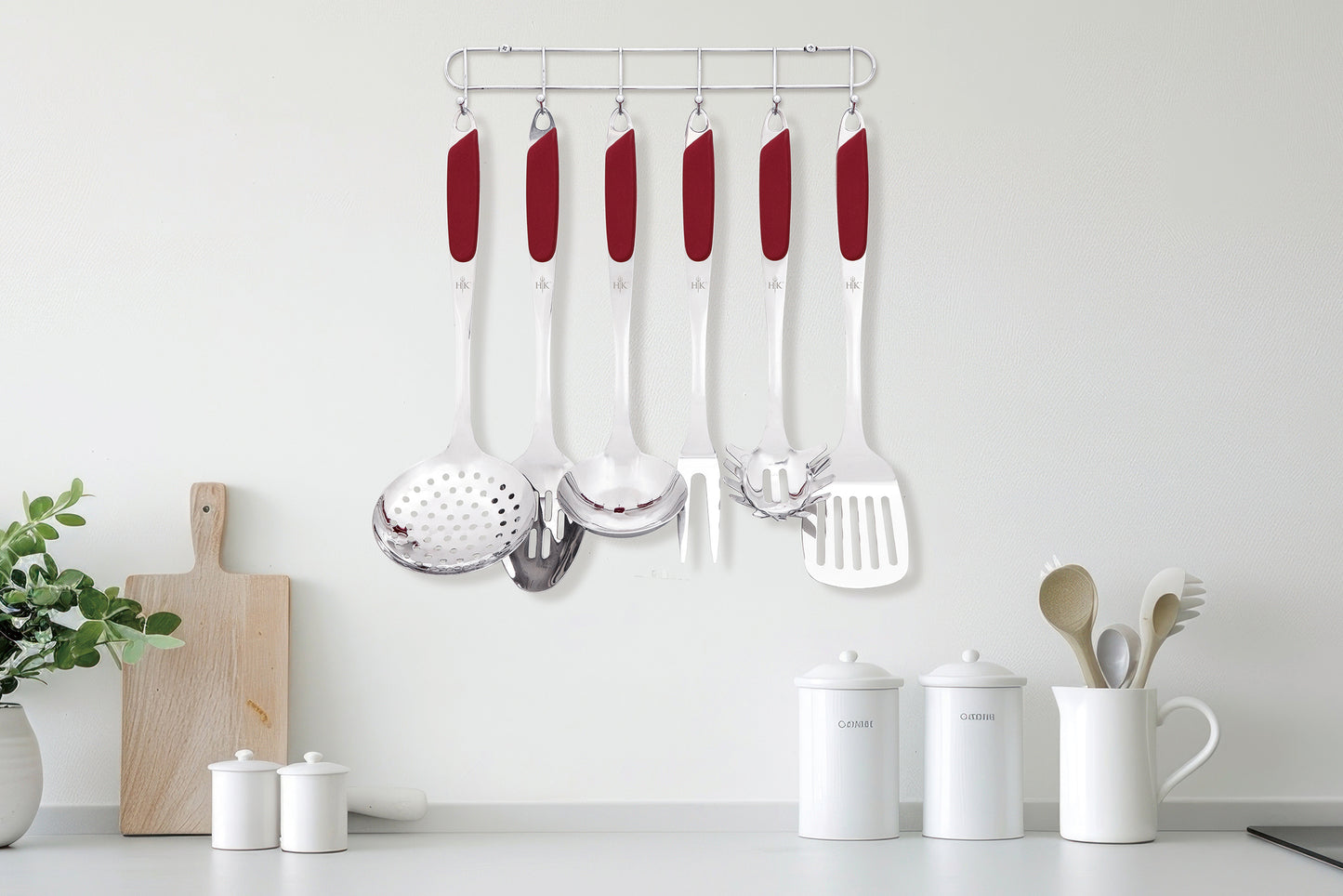 Hell's Kitchen 6-Piece Stainless Kitchen Utensil Set - Red