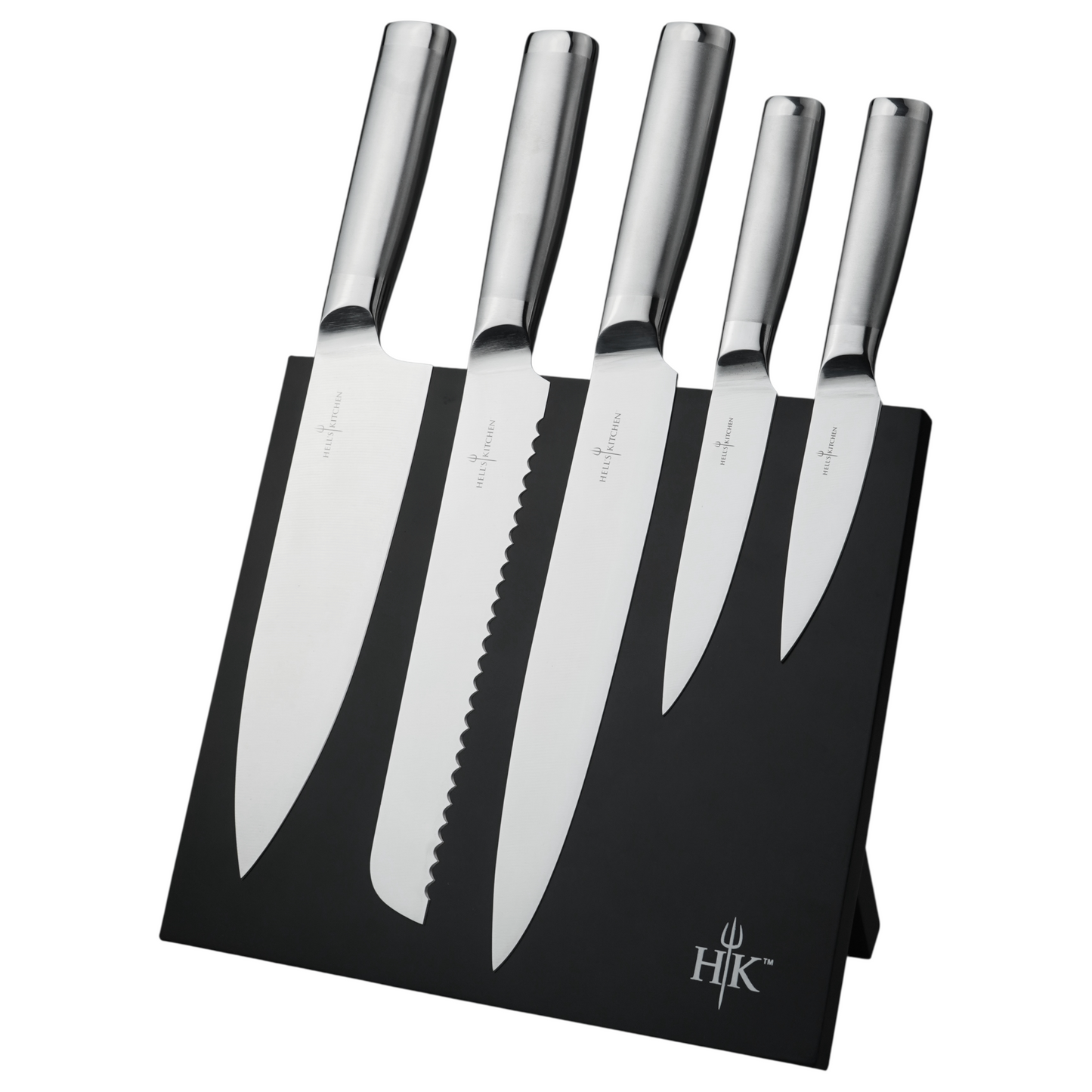 Hell's Kitchen 6-Piece Stainless Steel Knives with Magnetic Board Set