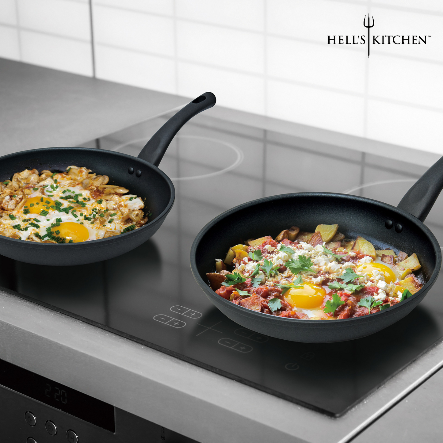 Hell's Kitchen 10-Inch & 12-Inch Ceramic Fry Pan Set - Gray