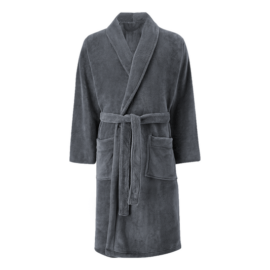 Plush Microfleece Bath Robe - Unisex Adult Size, Shawl Collar