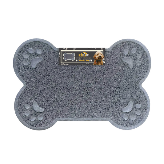 Archstone Pets Bowl Dining Mat - Gray, Bone Shape