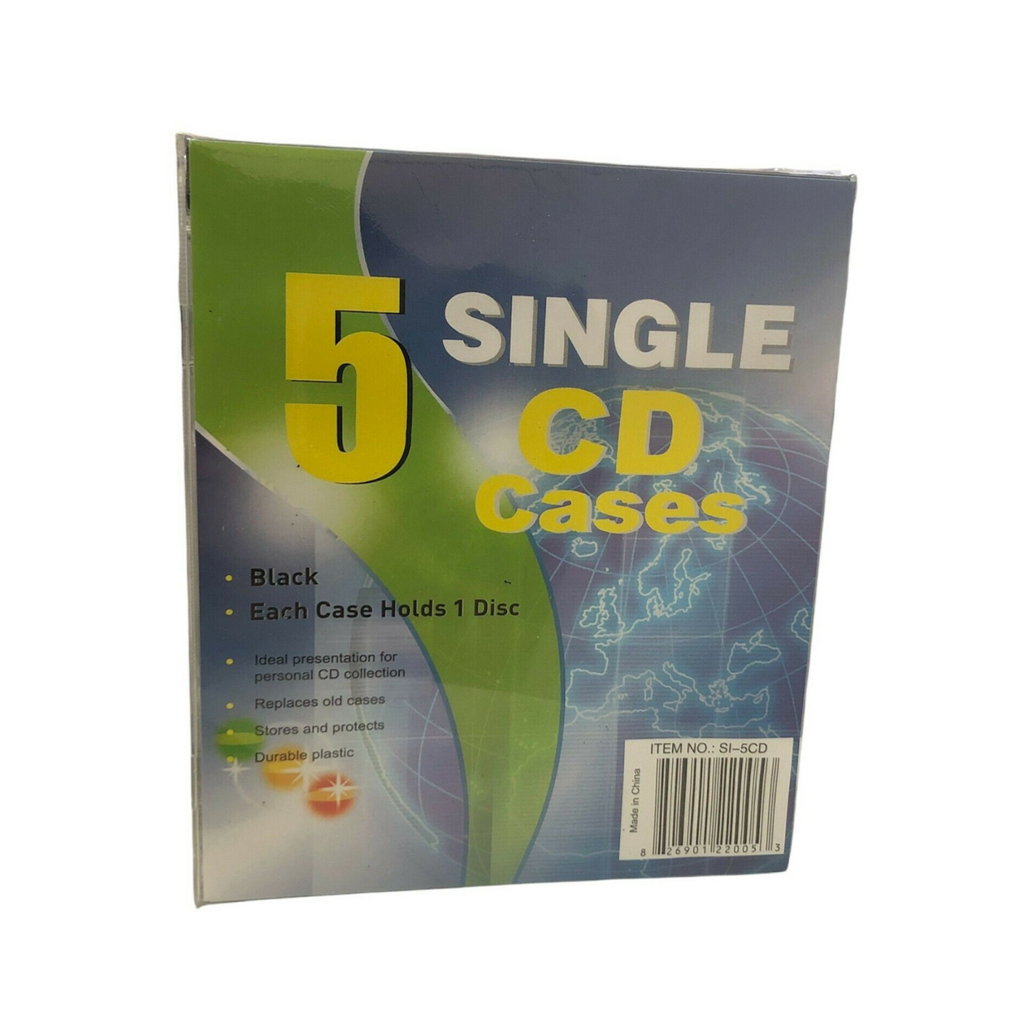 5 Pack Single CD Cases Clear / Black Plastic, Protect CD DVD