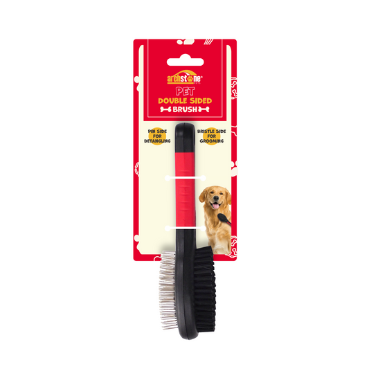 Double Sided Pet Brush - Black/Red, Bristles and Pins