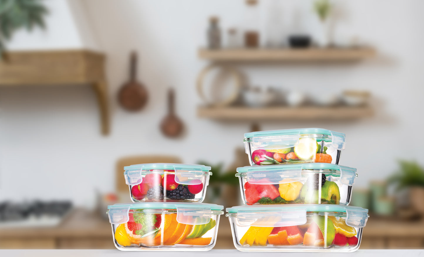 Westinghouse 5-Piece Glass Container Set - 320ml, 370ml, 640ml, 800ml, 1050ml