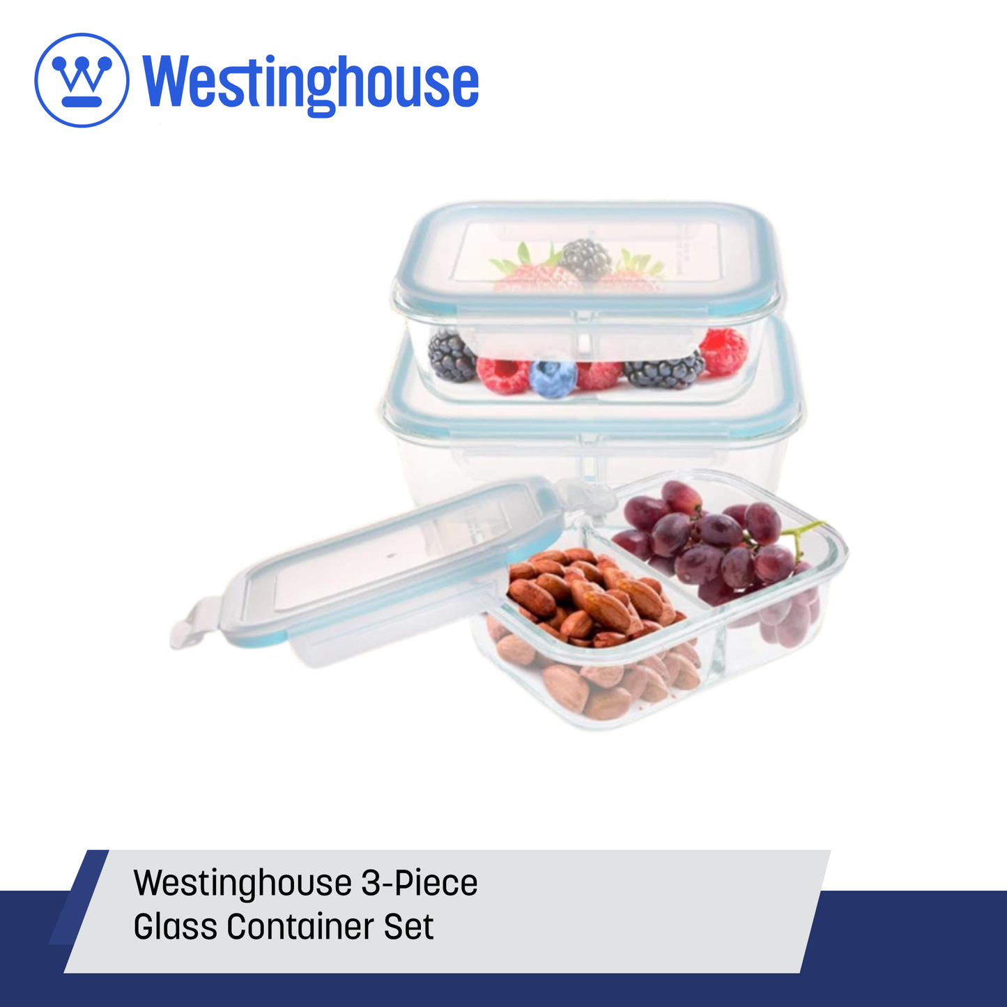 Westinghouse 3-Piece Glass Container Set - 1050ml Each