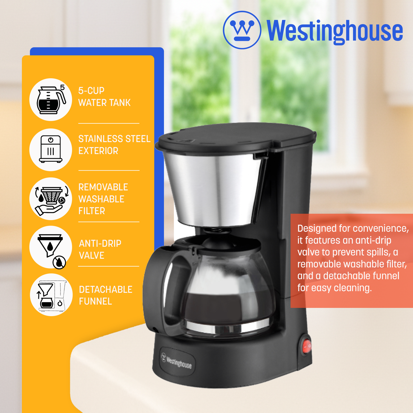 Westinghouse 5-Cup Coffee Maker - Everyday Series