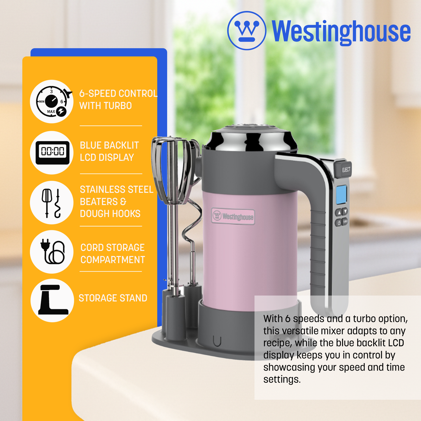 Westinghouse Multi-Speed Hand Mixer - Retro Series