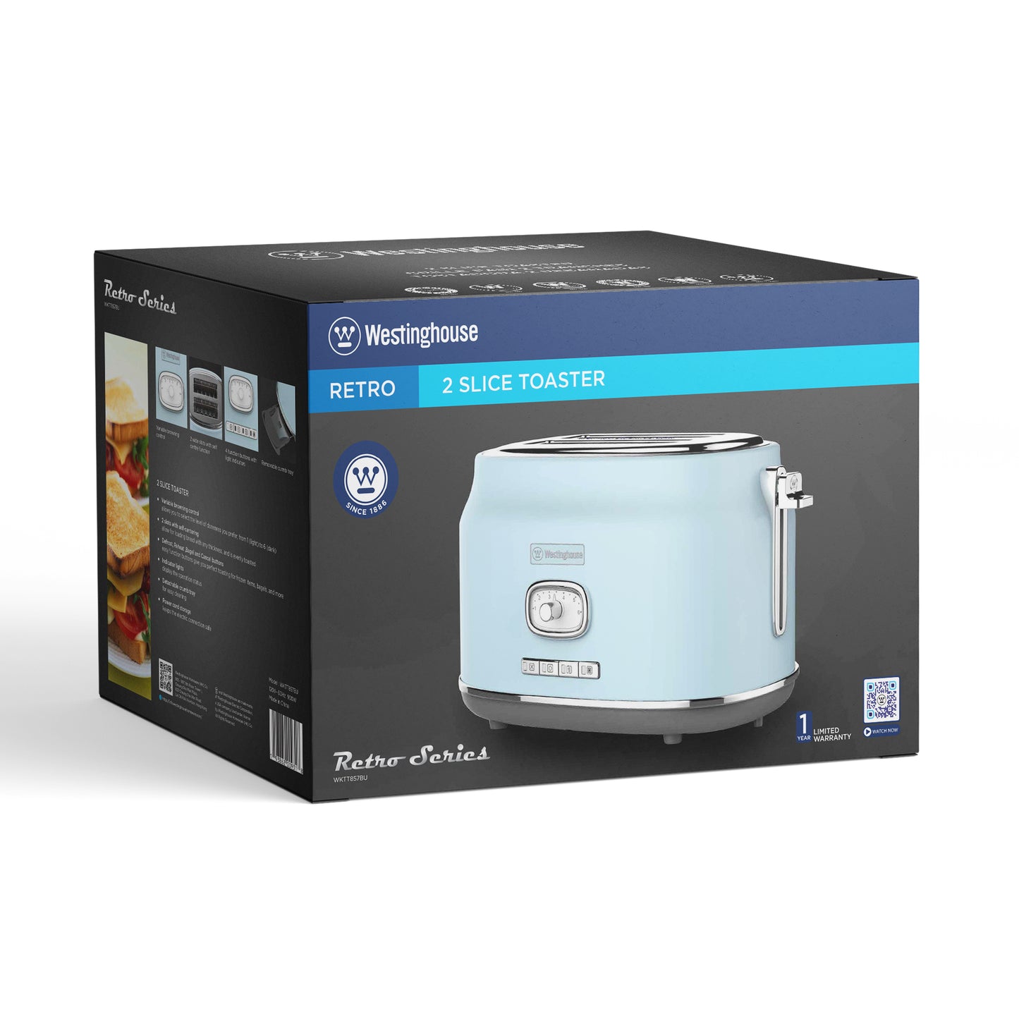 Westinghouse 2-Slice Toaster with Crumb Tray - Retro Series
