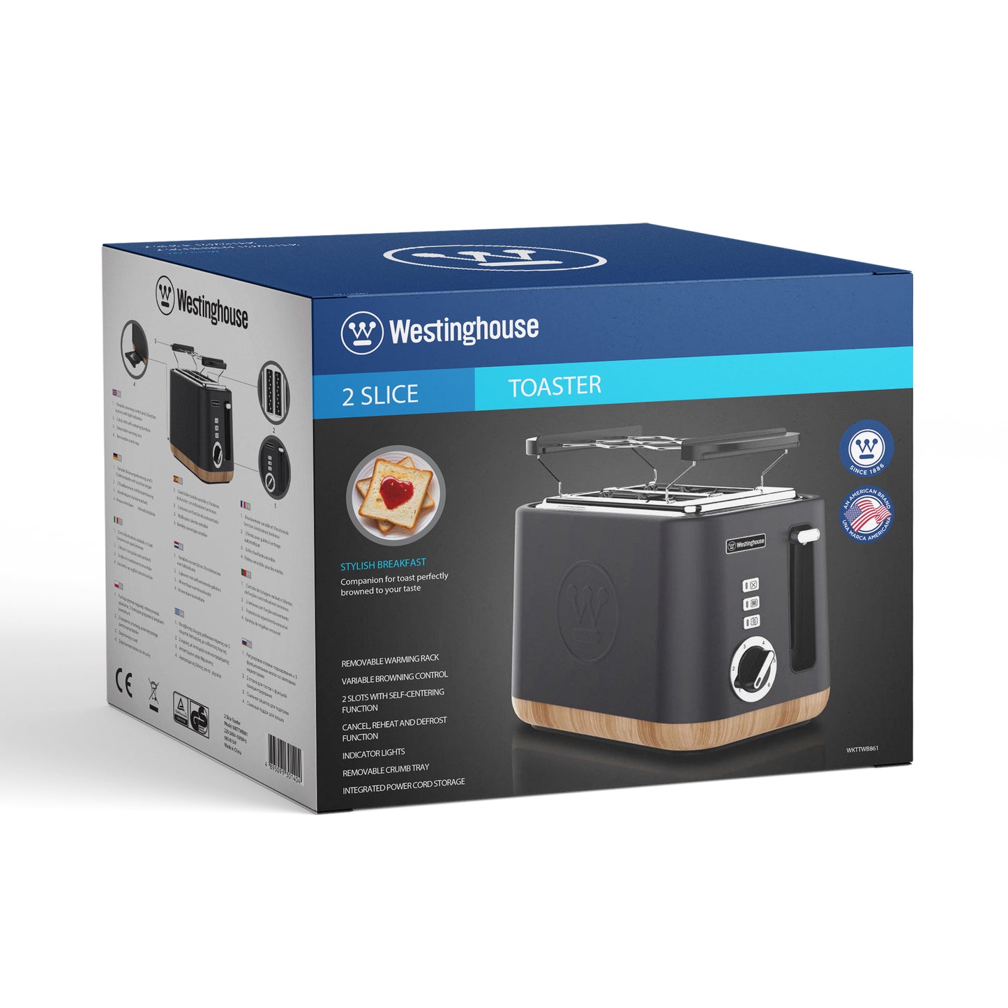 Westinghouse 2-Slice Toaster with Crumb Tray - Faux Wood Series