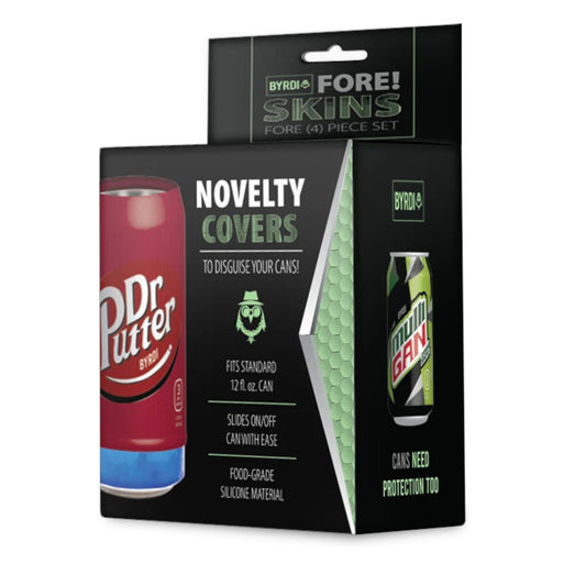 Byrdi 4-Piece Fore! Skins - Beverage Can Covers, Silicone Sleeves