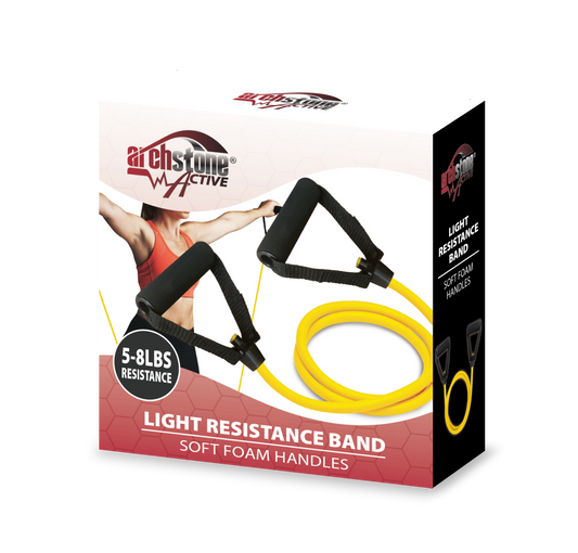Light Resistance Pull Band - Yellow, Soft Foam Handles, 5 to 8 lbs Resistance