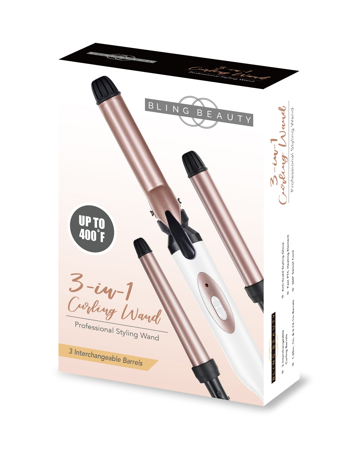 3 in 1 Curling Wand - Professional Styling Wand, Interchangeable Barrels